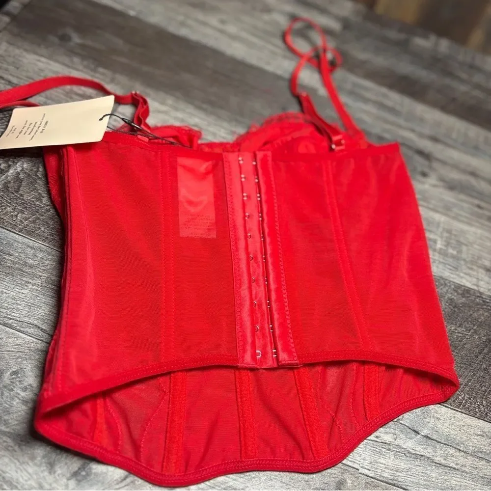 SHEIN Vibrant Red Lace Corset